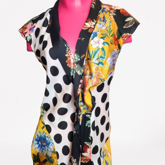 ZARA FLORAL PRINT POLAK DOT AND PATCHWORK DRESS - STUNNING - SIZE S - Picture 13 of 16